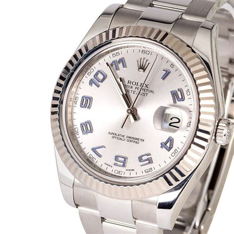 rolex steel datejust silver dial arabic numerals|pre owned rolex 116334.